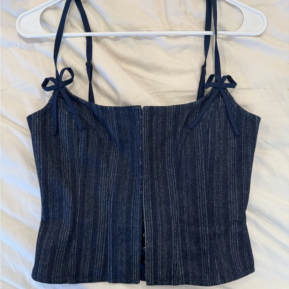 CHARISMATIC DENIM CORSET IN DADK PINSTRIPE - Lioness - Picture 1 of 7